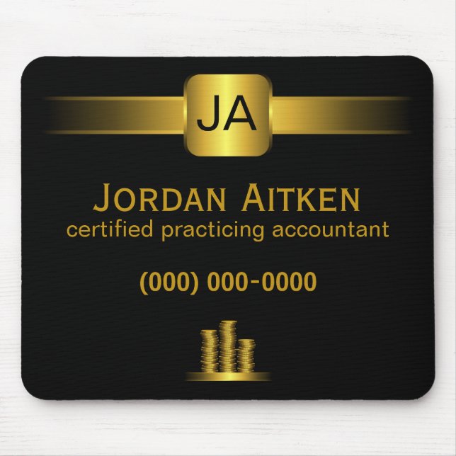 Black and Guld Mynt CPA Accountant Mousepad Musmatta (Framsidan)