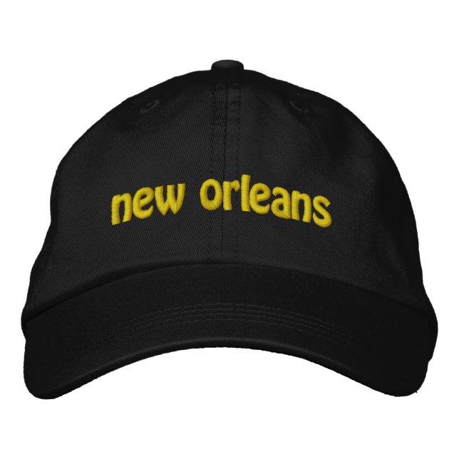 Black and Guld New Orleans Embroized Hat Broderad Keps (Framsida)