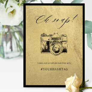 Black and Guld, Oh Snap Hashtag Camera Sign Poster