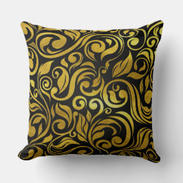 Black and Guld Ornate Pillow Kudde