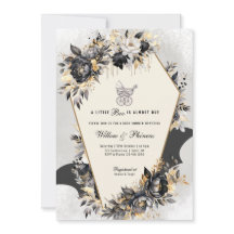 Black and Guld Peonies Halloween Baby Shower