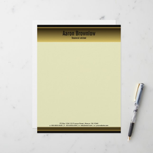 Black and Guld Pub Accountant Business Letterhead Brevhuvud (Fram/Back In Situ)