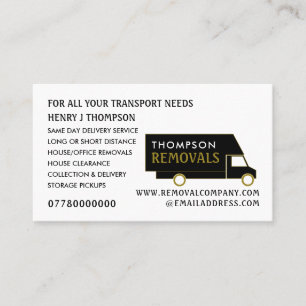 Black and Guld Removal Van, Removal Company Visitkort