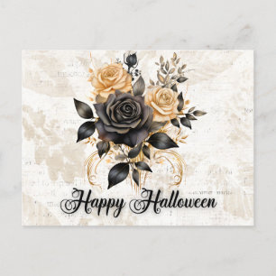 Black and Guld Ro Lövs Foliage Halloween Helg Vykort