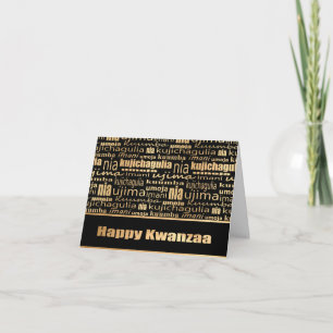 Black and Guld ’Seven Principles’ Kwanzaa Kort