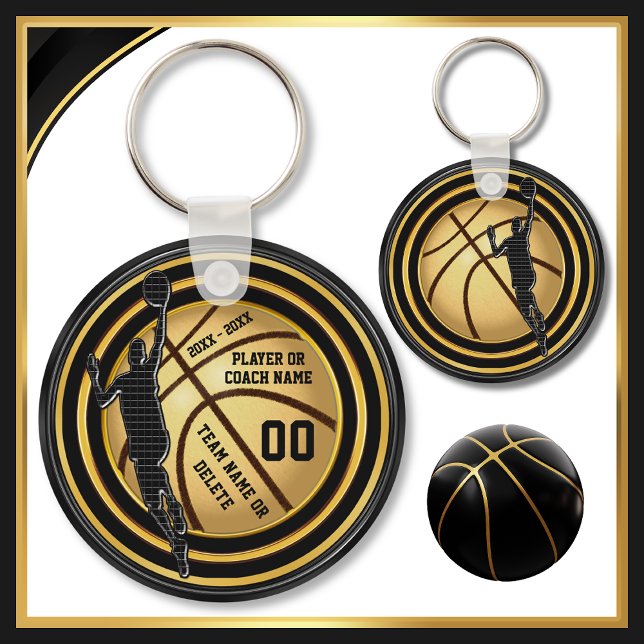 Black and Guld, Slut på säsong Basketball Gifts. Nyckelring (Cheap Basketball Gifts for Players. Basketball party favors. Basketball party favours. Basketball)