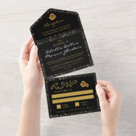 Black and Guld Stars Goth Mönster