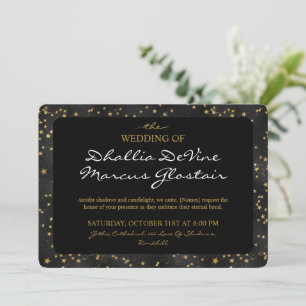 Black and Guld Stars Goth Mönster Inbjudningar