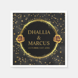 Black and Guld Stars Goth Mönster Pappersservett