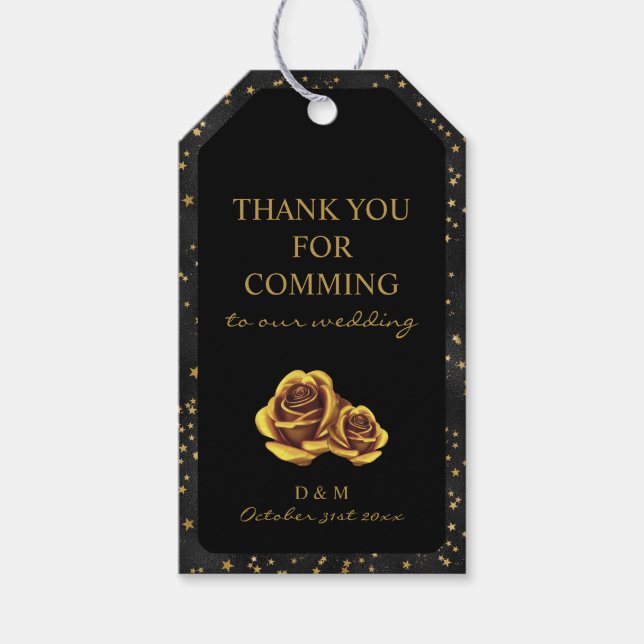 Black and Guld Stars Goth Mönster Presentetikett (Framsidan)