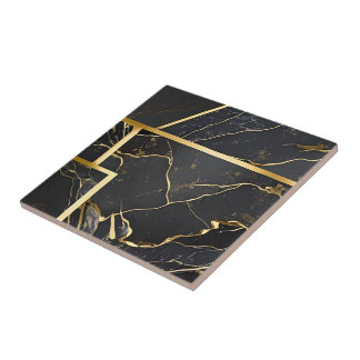 Black and Guld Tile Kakelplatta