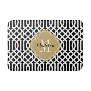 Black and Guld Trellis Monogram Badrumsmatta
