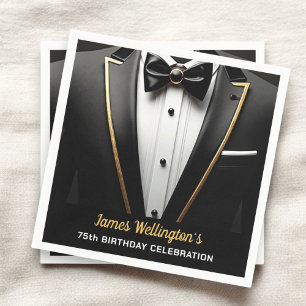 Black and Guld Tuxedo Birthday Event Pappersservett