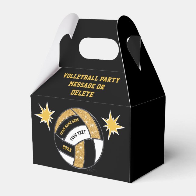 Black and Guld Volleyball Party favors Boxes Presentaskar (Framsidan Sidan)