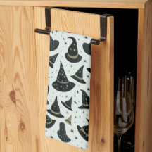 Black and Guld Witch's Hats Stars Grönt Halloween