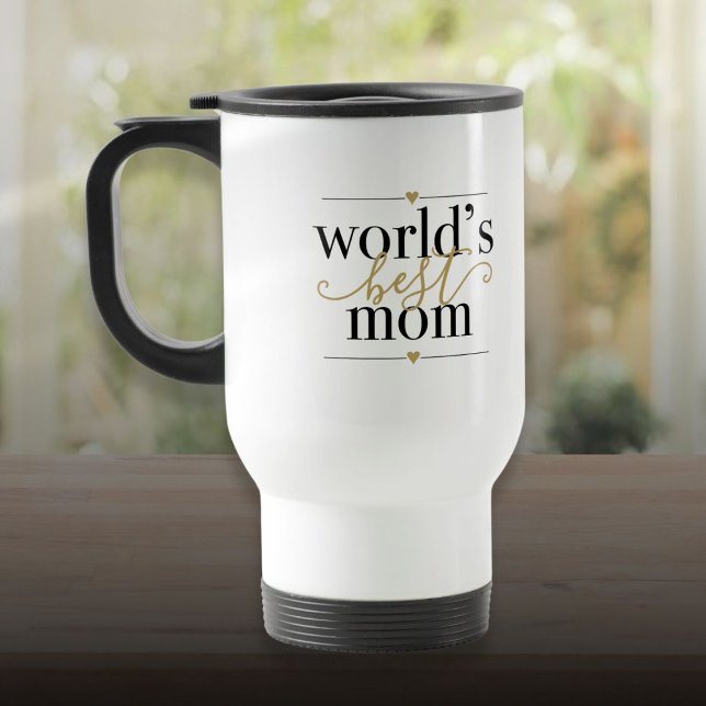 Black and Guld Worlds Best Mamma Elegant Resemugg (Black and Gold Worlds Best Mom Elegant Travel Mug)