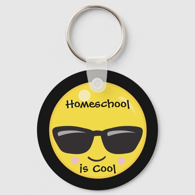 Black and Gult Homeschool är Coola Emoji Nyckelring (Framsida)