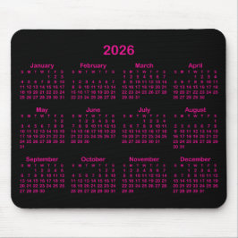 Black and Hot Pink 2026 Calendar Musmatta