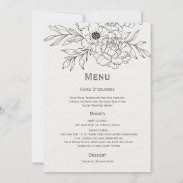 Black and Ivory Blommigt Line Art Inbjudningar