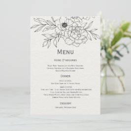 Black and Ivory Blommigt Line Art Inbjudningar