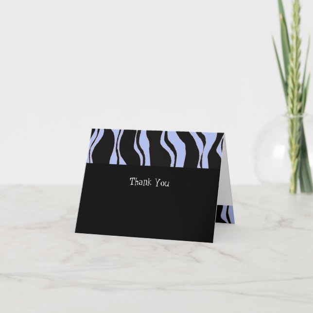 Black and Light Blue Zebra Rand Tack Kort (Framsida)