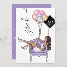 Black and Lila African American Girl Studenten Inbjudningar