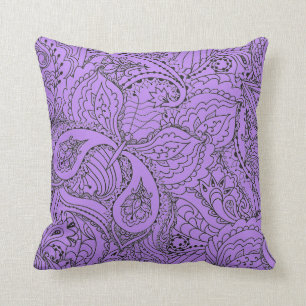 Black and Lila Butterfly Teckning Pillow Kudde