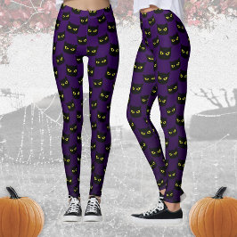 Black and lila cat Halloween mönster Leggings