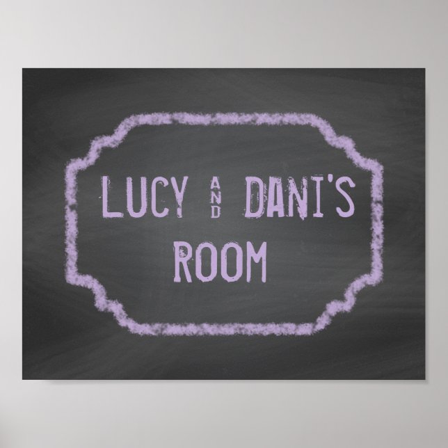 Black and Lila Chalkboard Roommates Wall Art Poster (Framsidan)
