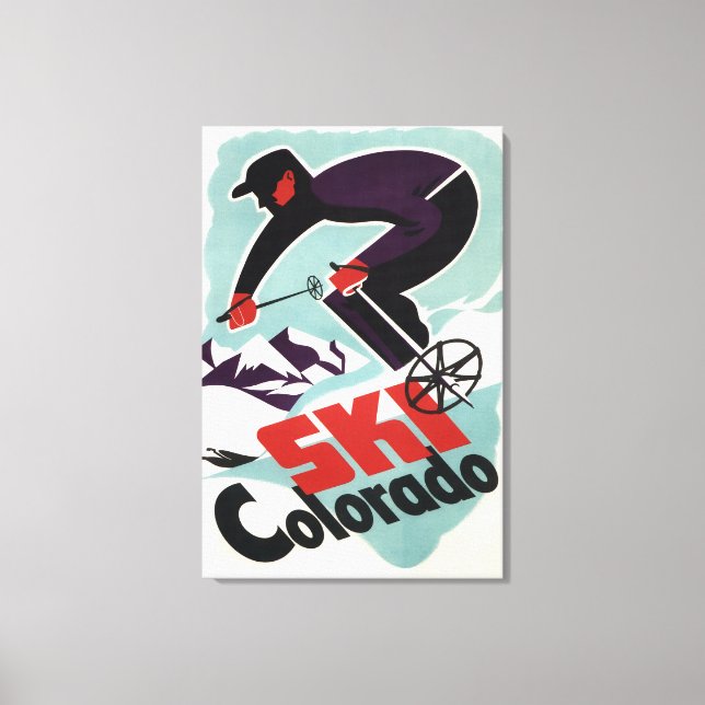Black and Lila Clothed Skier Canvastryck (Framsida)