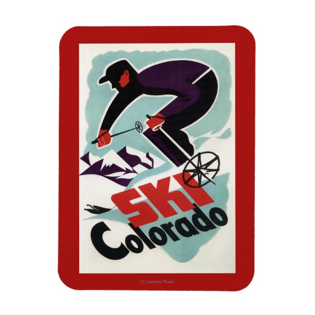 Black and Lila Clothed Skier Magnet (Vertikal)