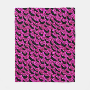 Black and Lila Glitter Animal Print Mönster Fleecefilt