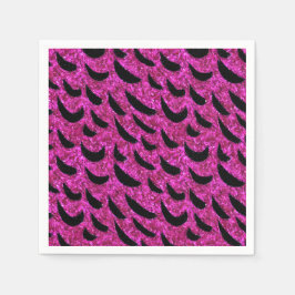 Black and Lila Glitter Animal Print Mönster Pappersservett