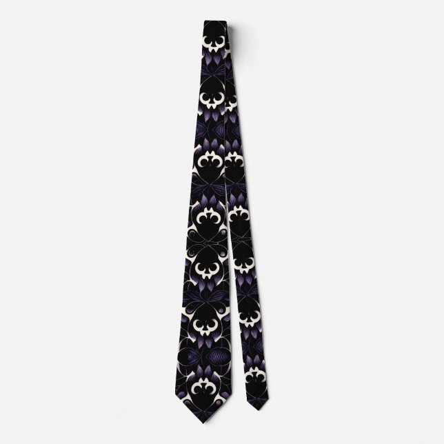 Black and Lila Gothic Mönster #2 Skull Neck Tie Slips (Framsida)