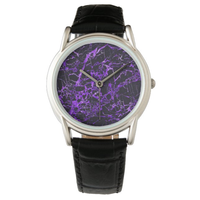 Black and Lila Marble Armbandsur (Framsida)
