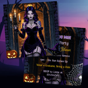 Black and Lila Witch Halloween fest Inbjudningar