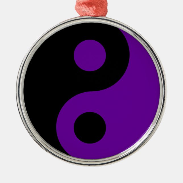 Black and Lila Yin Yang Symbol Julgransprydnad Metall (Framsidan)