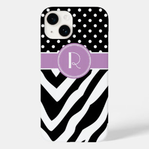 Black and Lila Zebra Polka dots Monogram