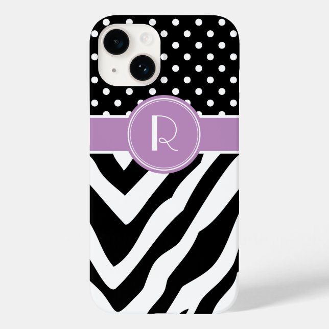 Black and Lila Zebra Polka dots Monogram (Baksida)