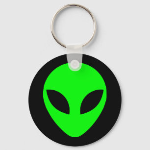 Black and Lime Green Alien Head Nyckelring