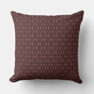 Black and Marsala Cat Damask Pattern Dekorativ kud Kudde