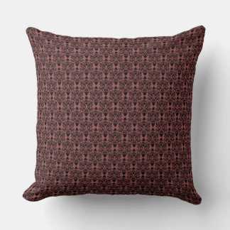 Black and Marsala Cat Damask Pattern Dekorativ kud Kudde