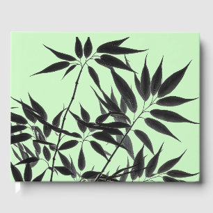 Black and Mint Grönt Bamboo Plant Gästböcker