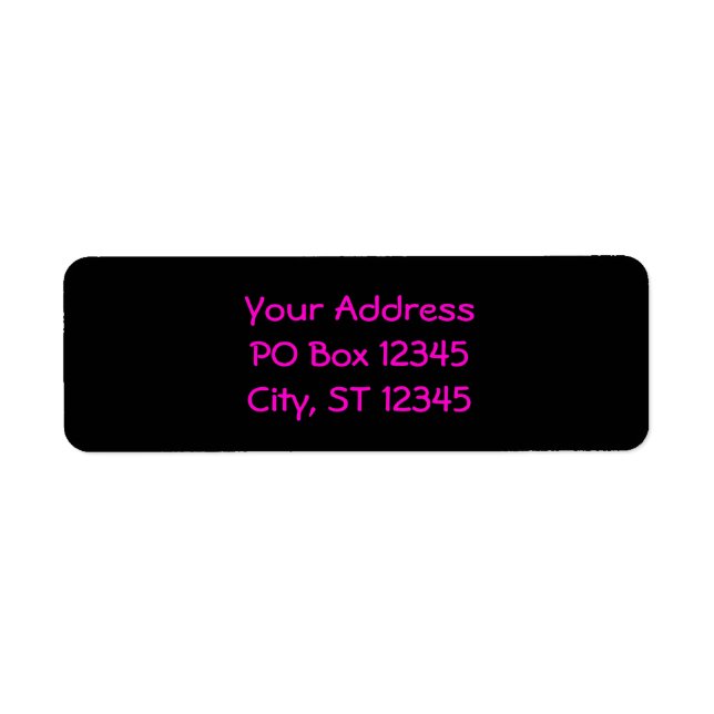 Black and Neon Rosa Returadress Etikett (Framsidan)