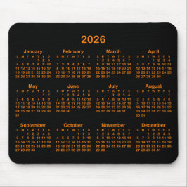 Black and Orange 2026 Calendar Musmatta