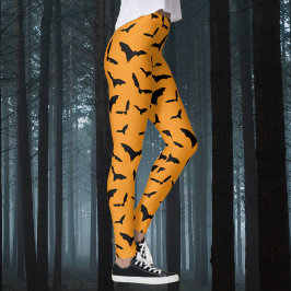 Black and Orange Fladdermus Halloween Costume Leggings