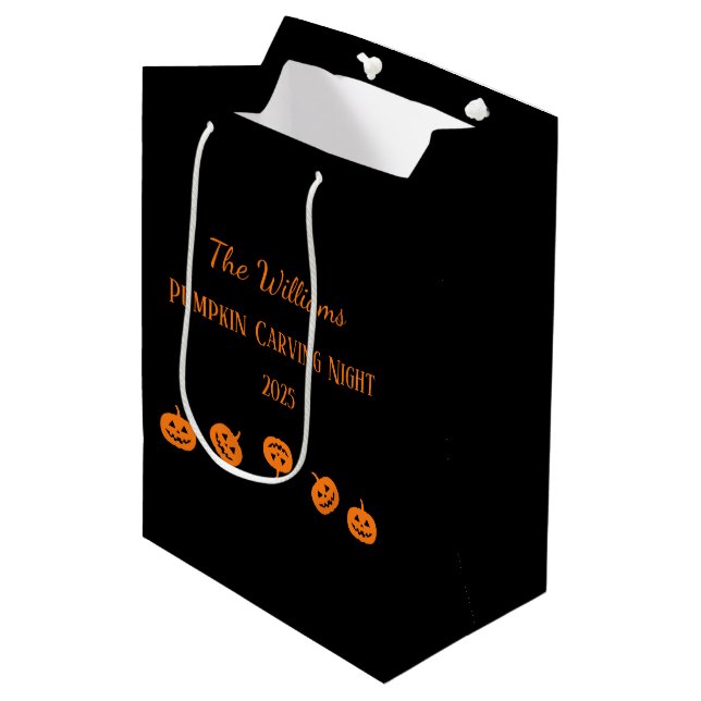 Black and Orange Pumpkin Carving Nattgåva Bag (Framsidan Vinklad)