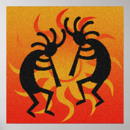 Black and Orange Southwest Kokopelli Tribal Sol Poster