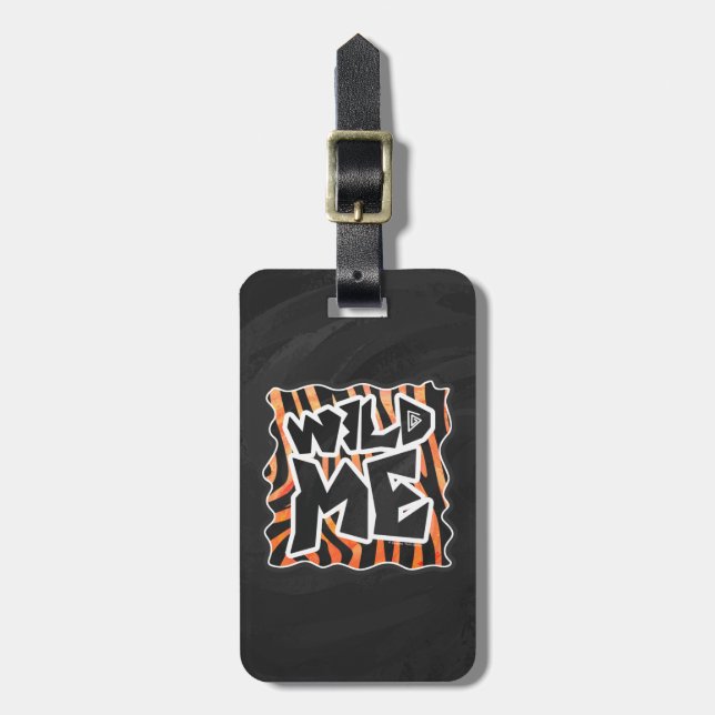 Black and Orange Vild Me Zebra Bagagebricka (Vertikal Framsida)
