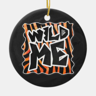 Black and Orange Vild Me Zebra Julgransprydnad Keramik